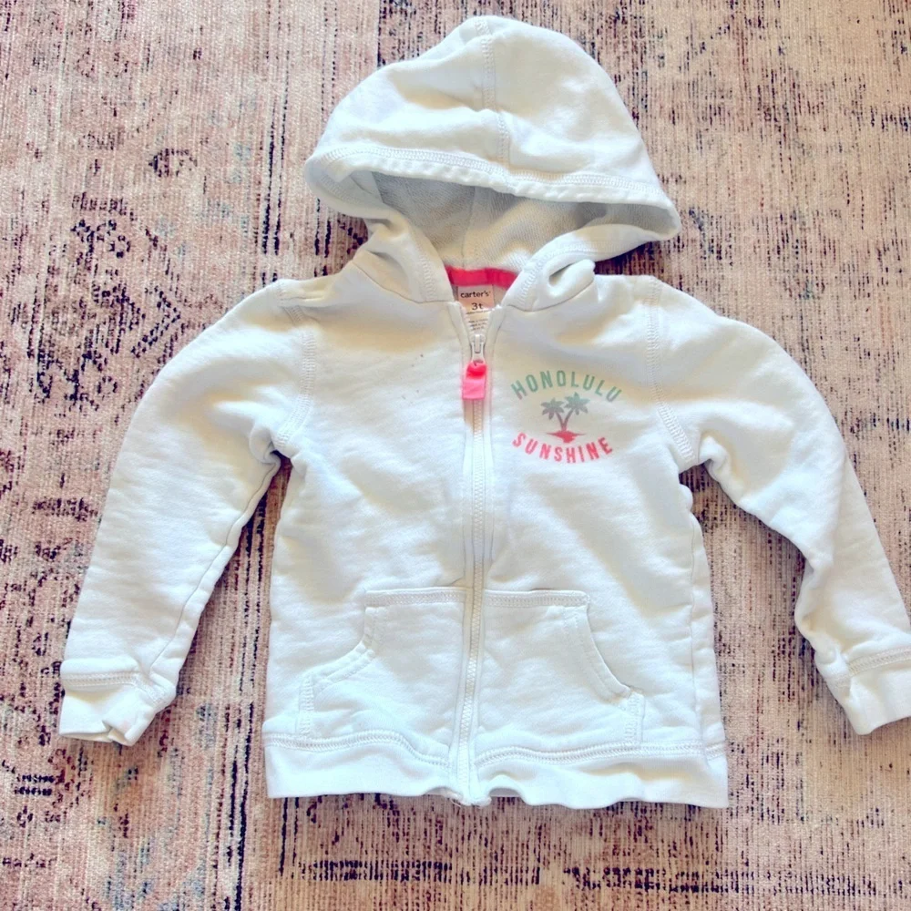 Carter's White and Pink Cozy Hooded Sweatshirt